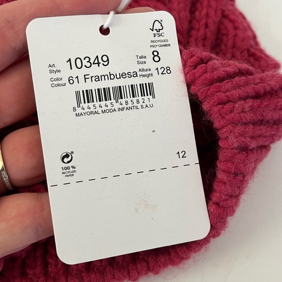 Mayoral Girl’s Raspberry Pink Wool Hat Size 8 NWT - Picture 4 of 6